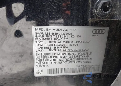 2018 Audi Q7 3.0T Premium из США, поврежденный, VIN WA1VAAF76JD021355